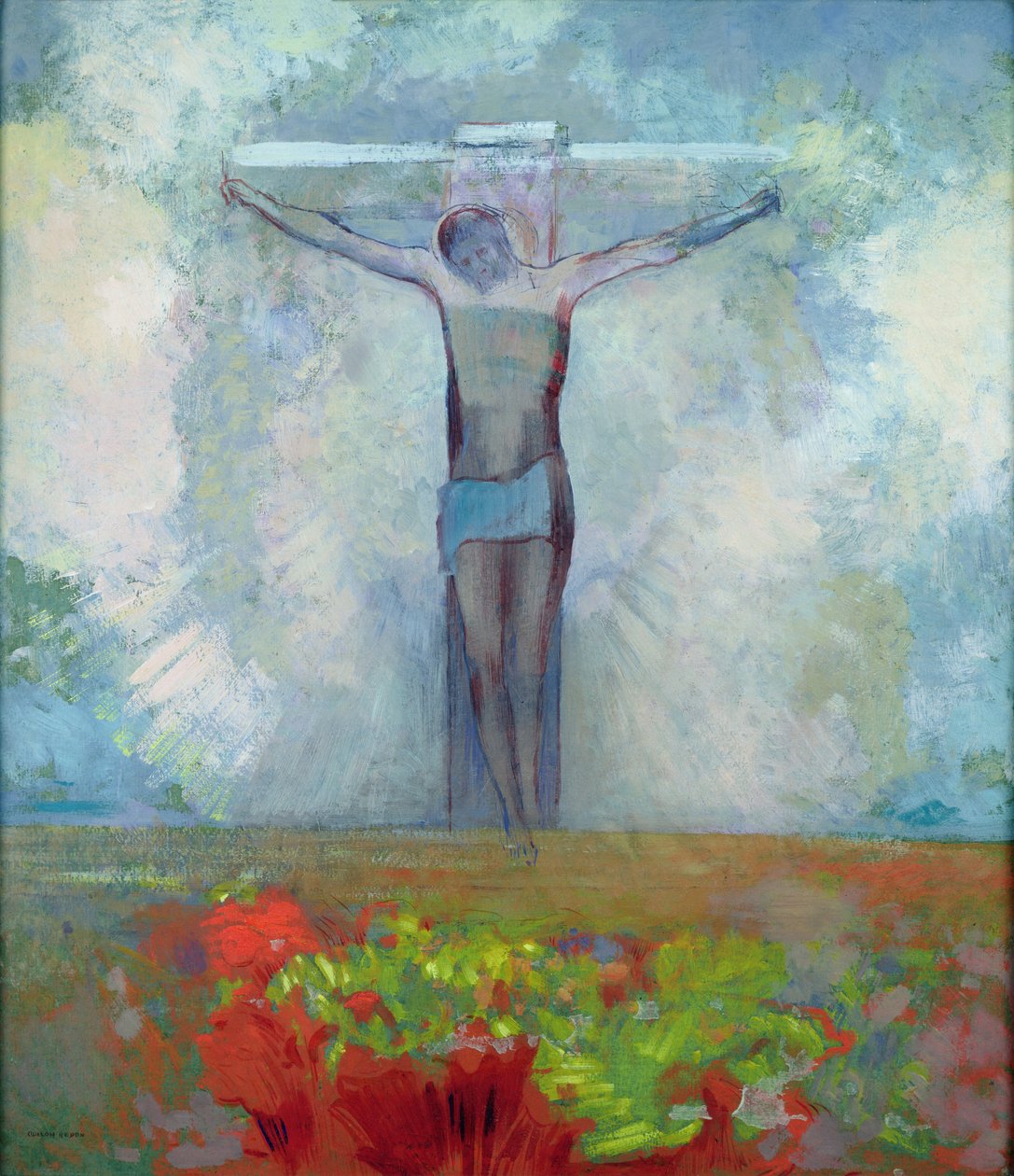 The Crucifixion, ca. 1910 (olie på kort) af Odilon Redon