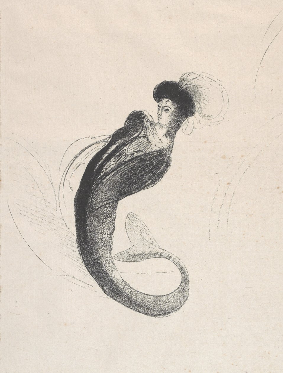 Unavngivet prøvelitografi, 1890 (litografi på vævet papir) af Odilon Redon