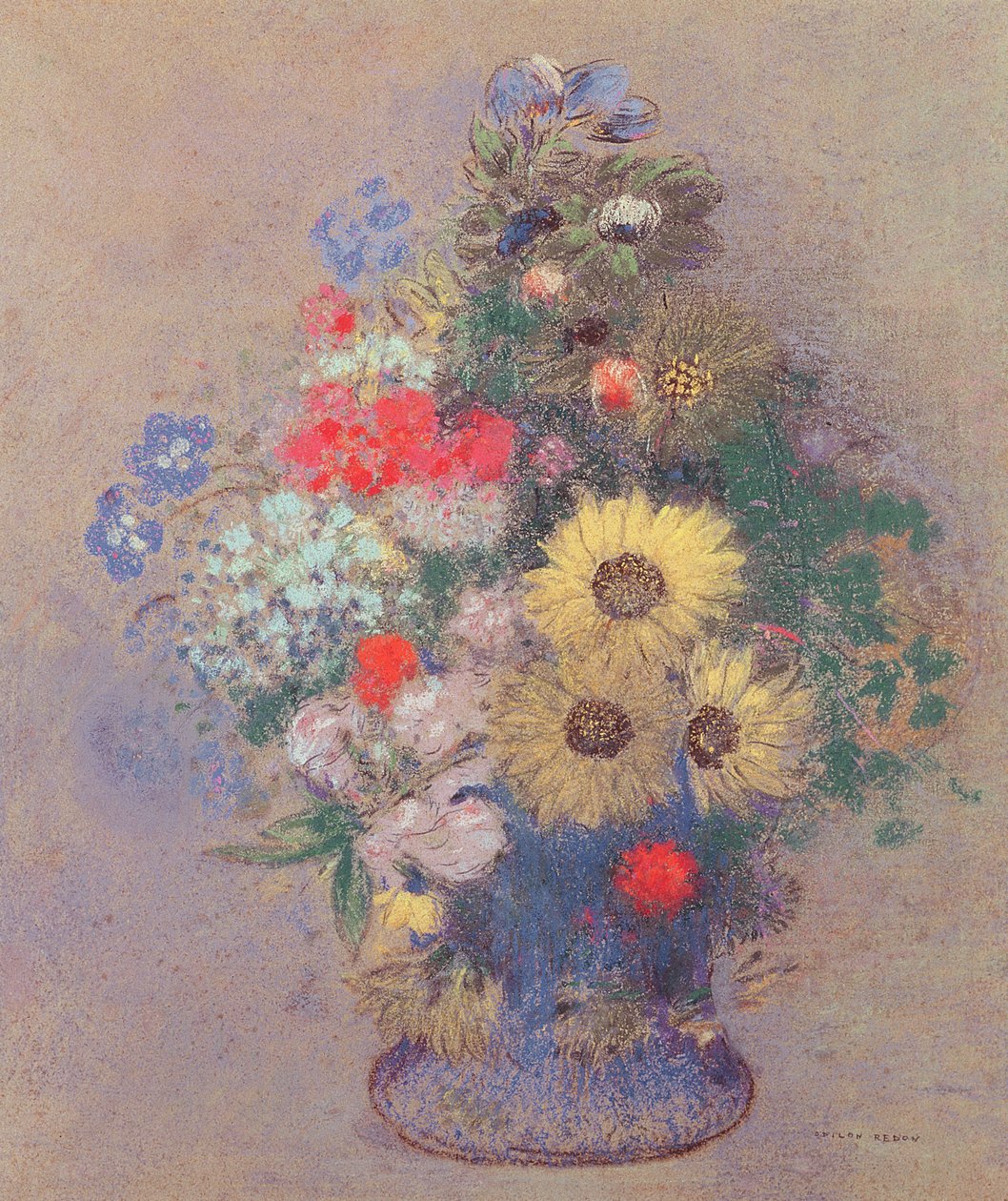 Vase med blomster, ca. 1900 af Odilon Redon