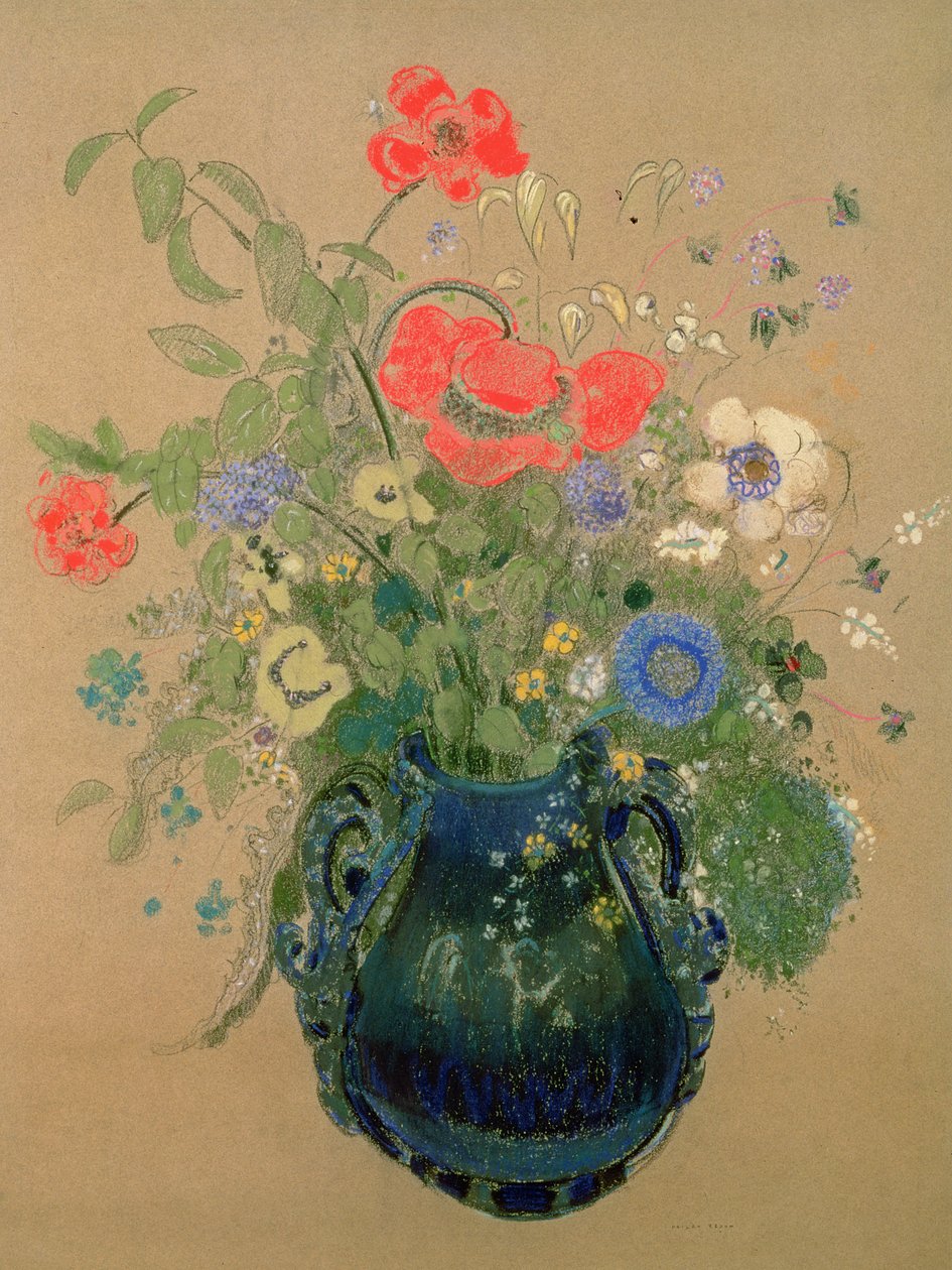 Blomstervase, ca.1905-08 (pastel på papir) af Odilon Redon