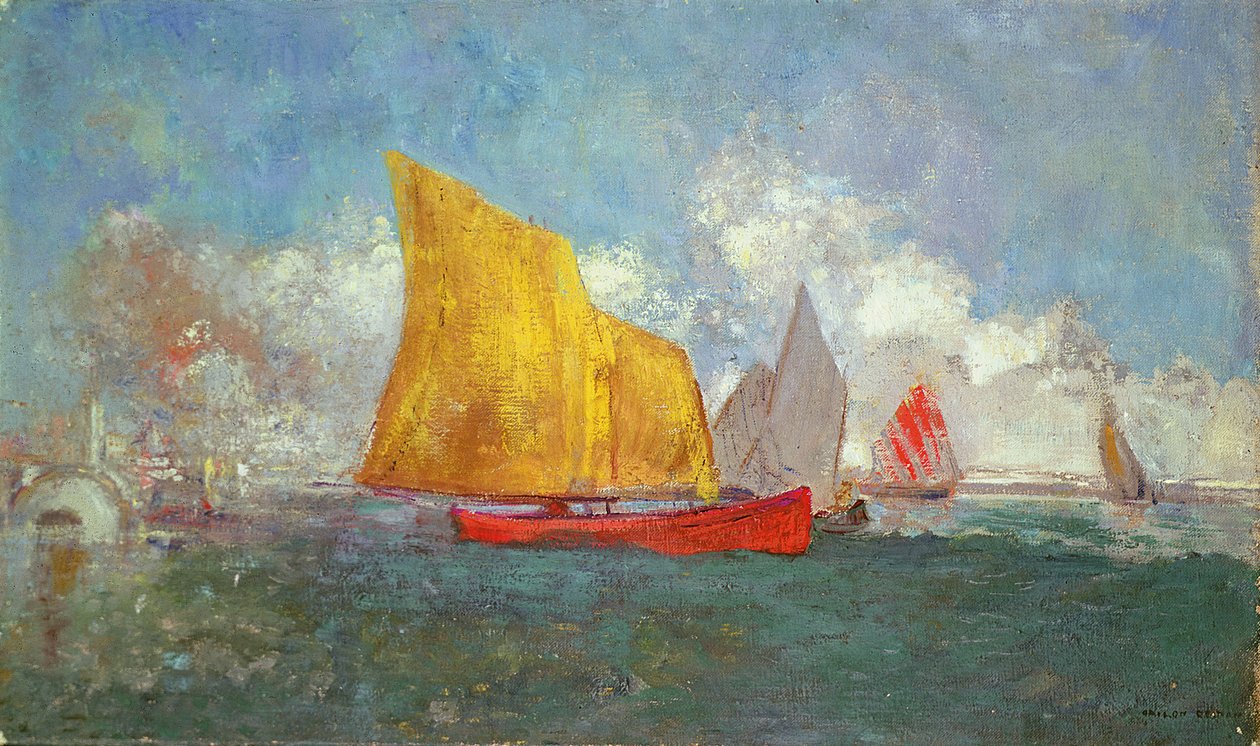 Yachts i en bugt af Odilon Redon