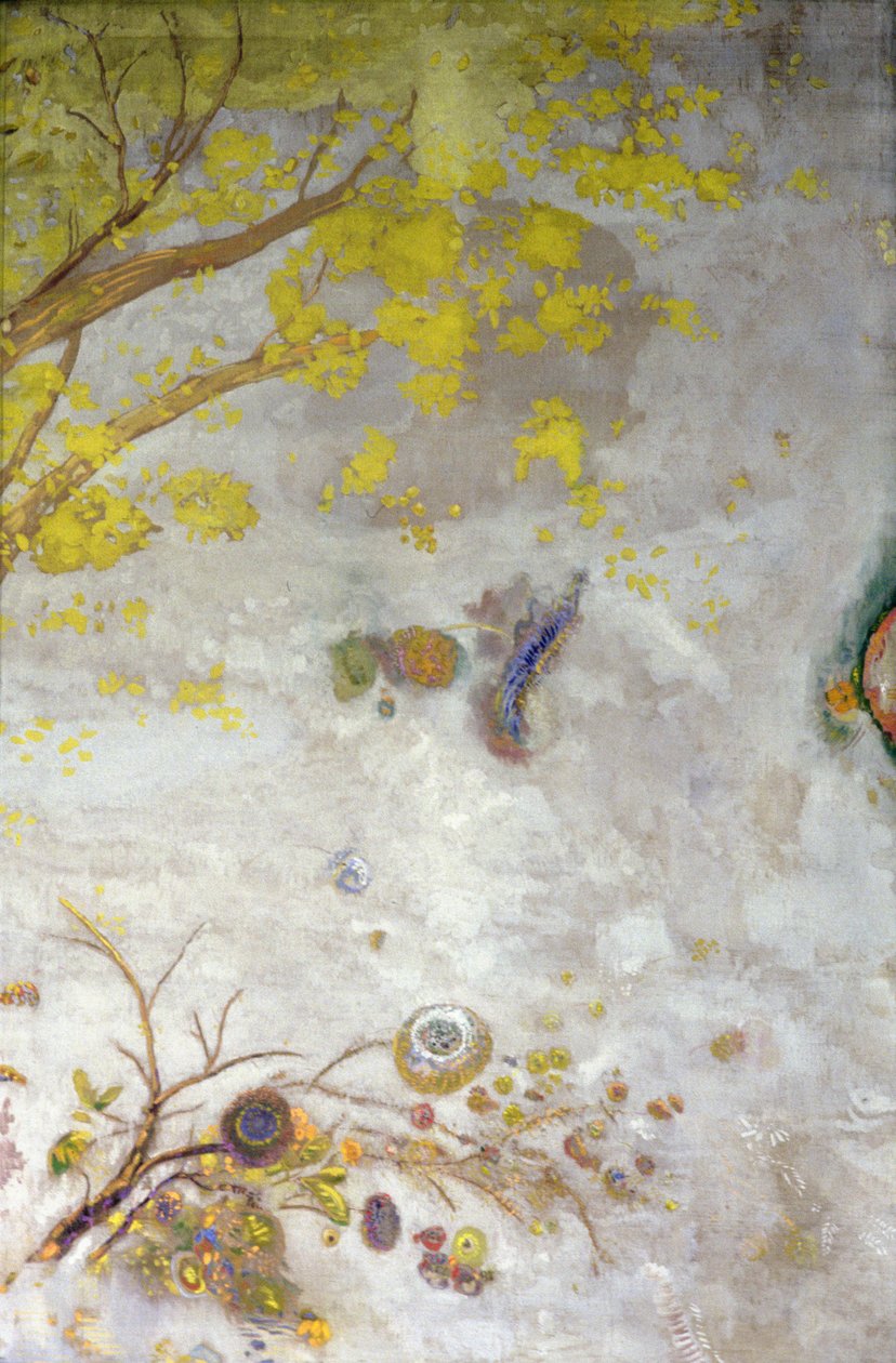 Yellow Flower Branch, del af en skærm, 1901 af Odilon Redon