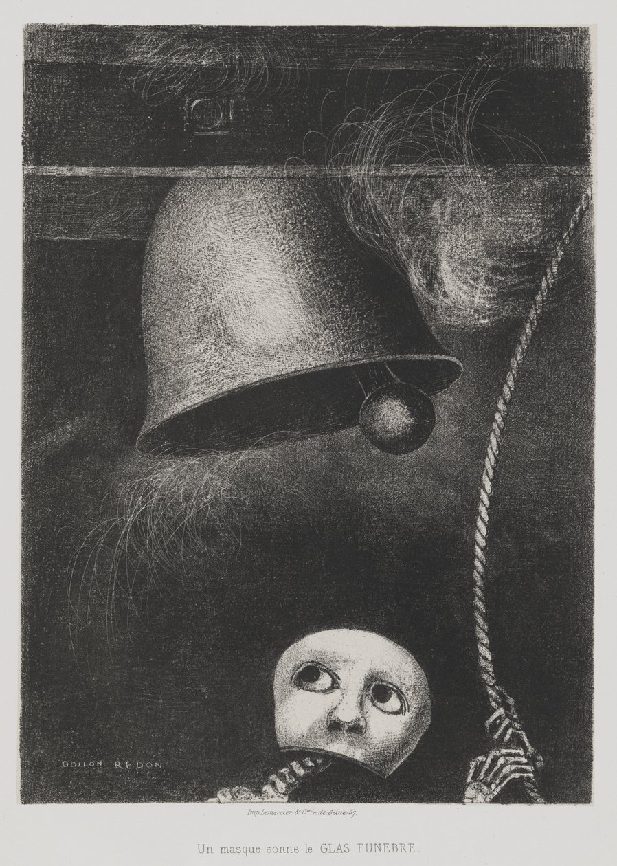 Til Edgar Poe (En maske slår dødsstødet) [To Edgar Poe (A Mask Sounds the Death Knell)] af Odilon Redon