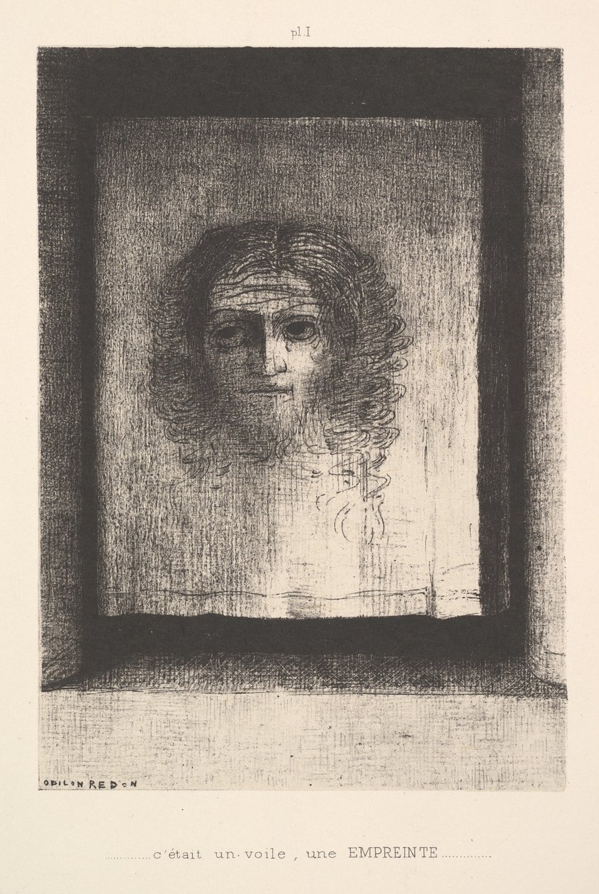 Et slør, et trykt billede, 1891. af Odilon Redon