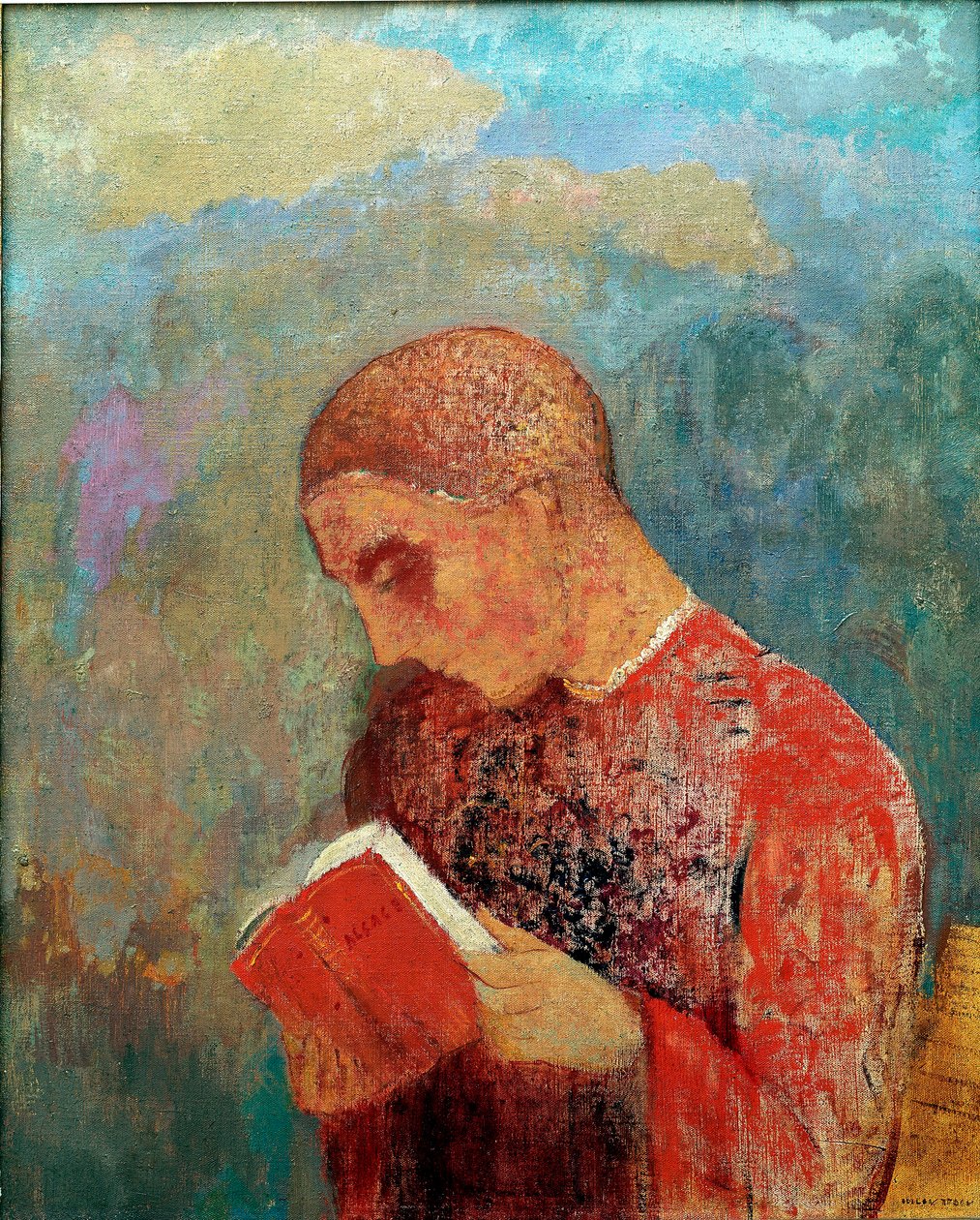 Alsace or, Monk Reading, ca. 1914 (olie på lærred) af Odilon Redon