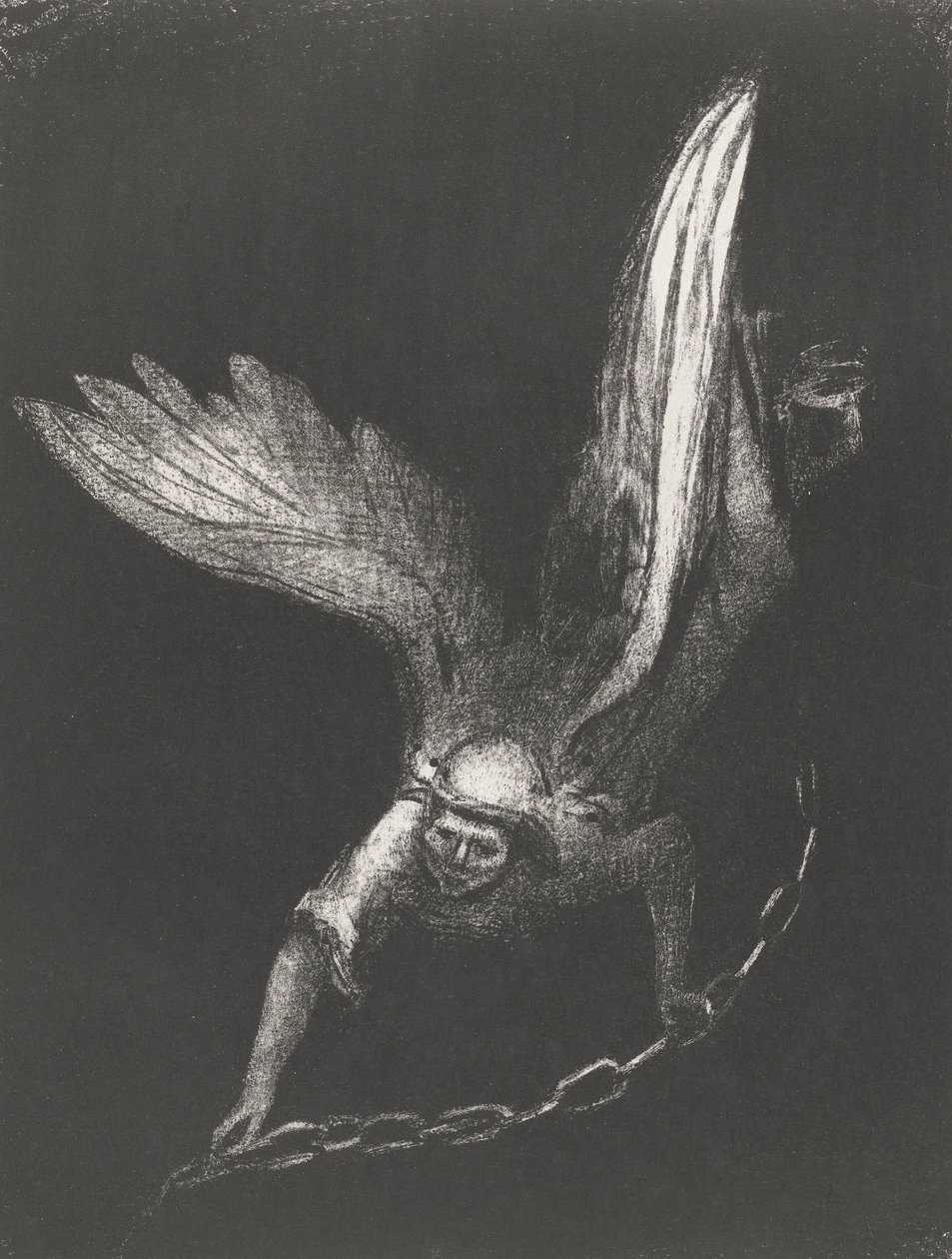 En engel med en kæde i hænderne, 1899 (tryk) af Odilon Redon