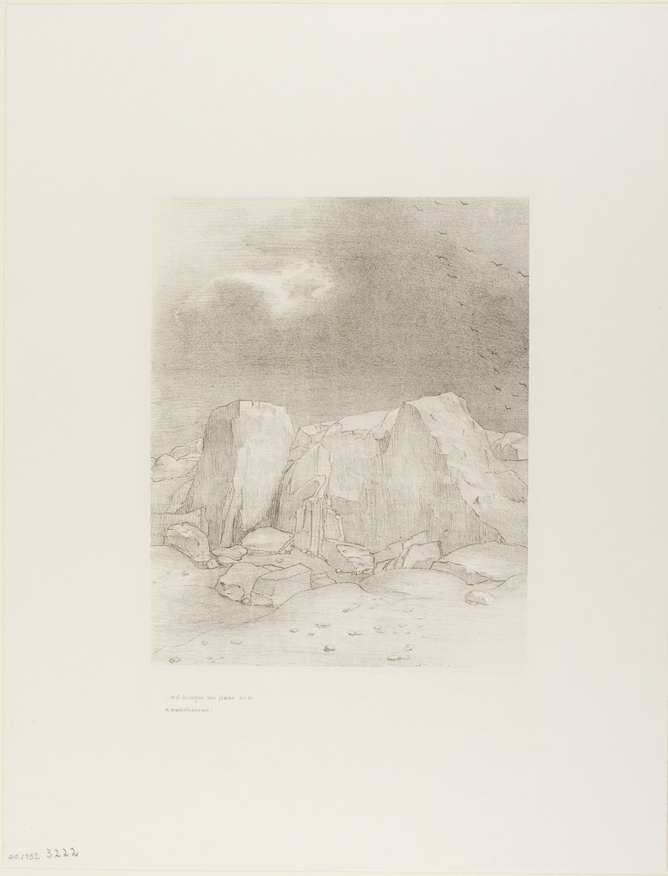 And He Discerns an Arid, Knold-Covered Plain, plade 7 af 24 af Odilon Redon