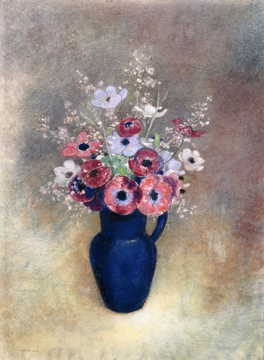 Anemoner i en kande, 1910-15 af Odilon Redon