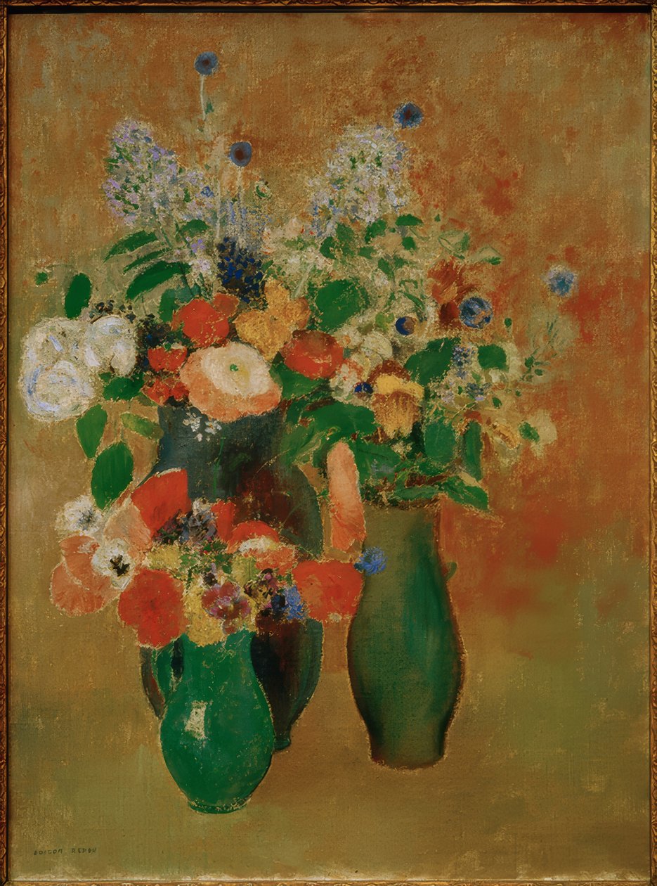 Buket / blomsterstilleben af Odilon Redon