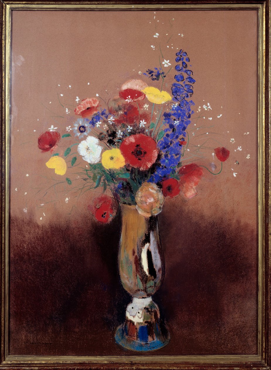 Buket blomster fra markerne. Maleri af Odilon Redon (1840-1916) af Odilon Redon