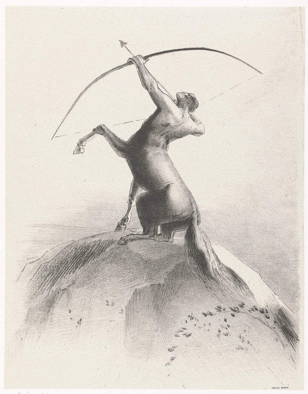Kentaur peger mod himlen Kentaur sigter mod næsen af Odilon Redon