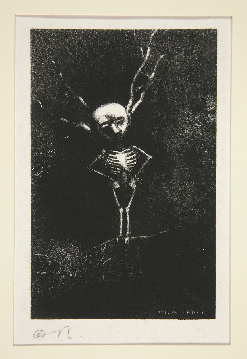Dans le d?dale des branches la bl?me figure apparaissait (I labyrinten af grene dukkede den blege figur op), fra serien Le jur? (nævningene) af Odilon Redon