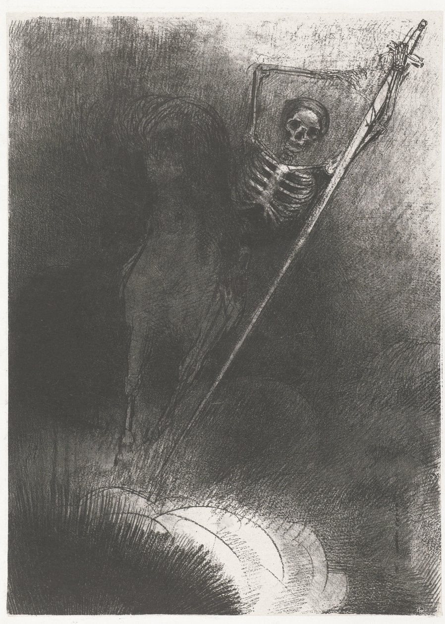 De Dood te paard ...og den, der klatrede på den, hed Døden (titel på objektet) Apocalypse of Saint John (serietitel) Openbaring van Johannes (serietitel) af Odilon Redon