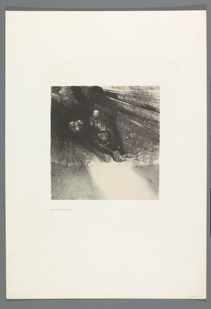 Des larver og hideuses La Maison Hautée, 6 litografier omslagstitelblad The Haunted House, La Maison Hantée, illustrationer til tekst af Bulwer-Lytton, oversat til fransk af René Philipon, (serietitel) af Odilon Redon