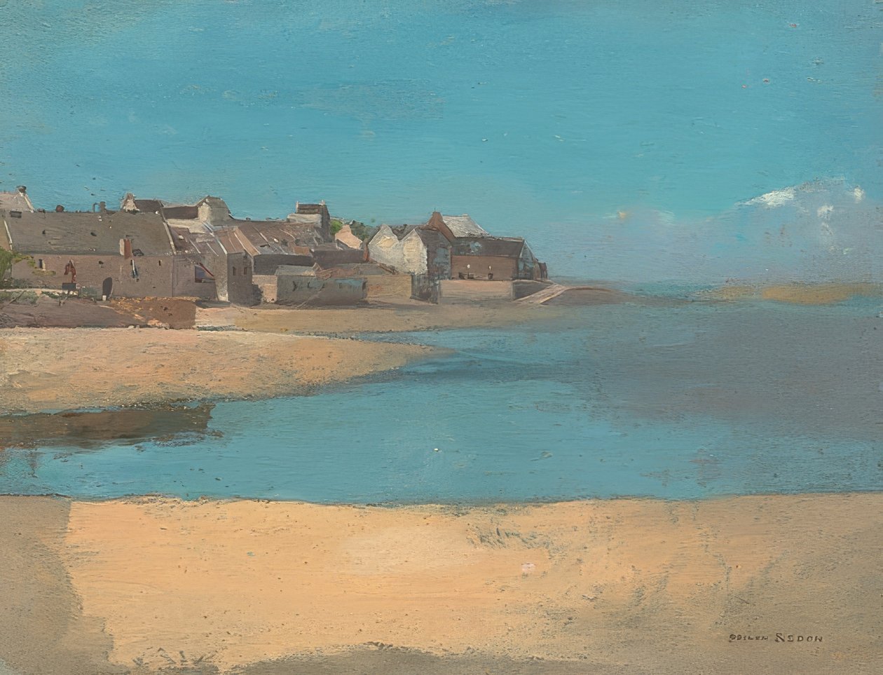 Kystlandsby, Bretagne. Omkring 1880 af Odilon Redon
