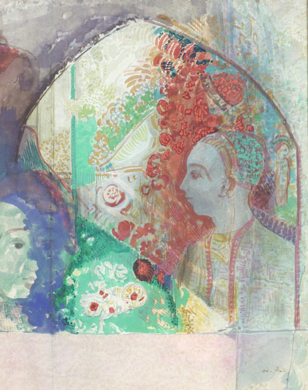 Drøm (akvarel og gouache på papir) af Odilon Redon