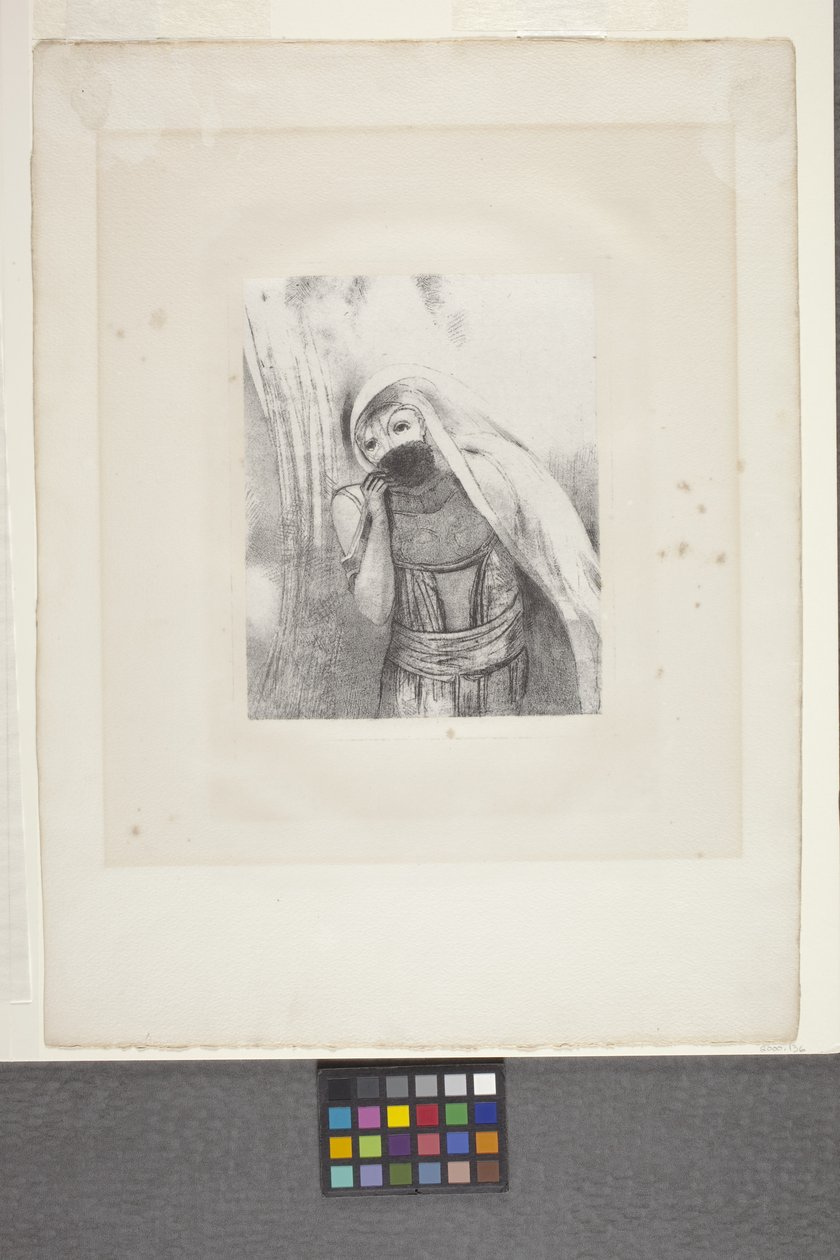 Hun tegner fra sit bryst en svamp helt sort... (litografi på kinesisk applikationspapir) af Odilon Redon