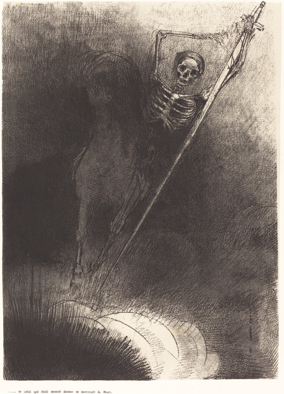 Og den, der red på den, blev kaldt Døden (og hans navn, der sad på ham, var Døden) af Odilon Redon