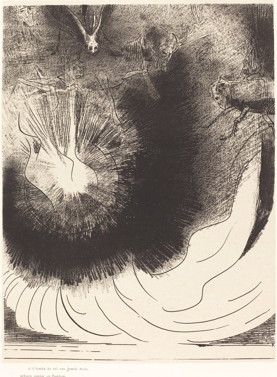 Et il tombe du ciel une grande etoile ardente (Og der faldt en stor stjerne fra himlen, der brændte som en lampe) af Odilon Redon