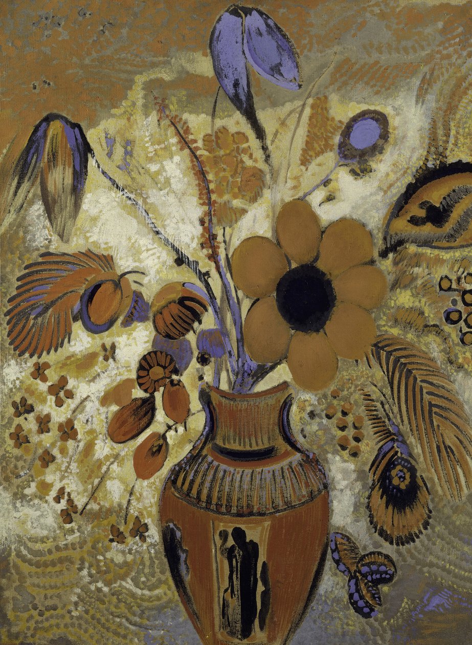 Etruskisk vase med blomster, 1900-1910. af Odilon Redon