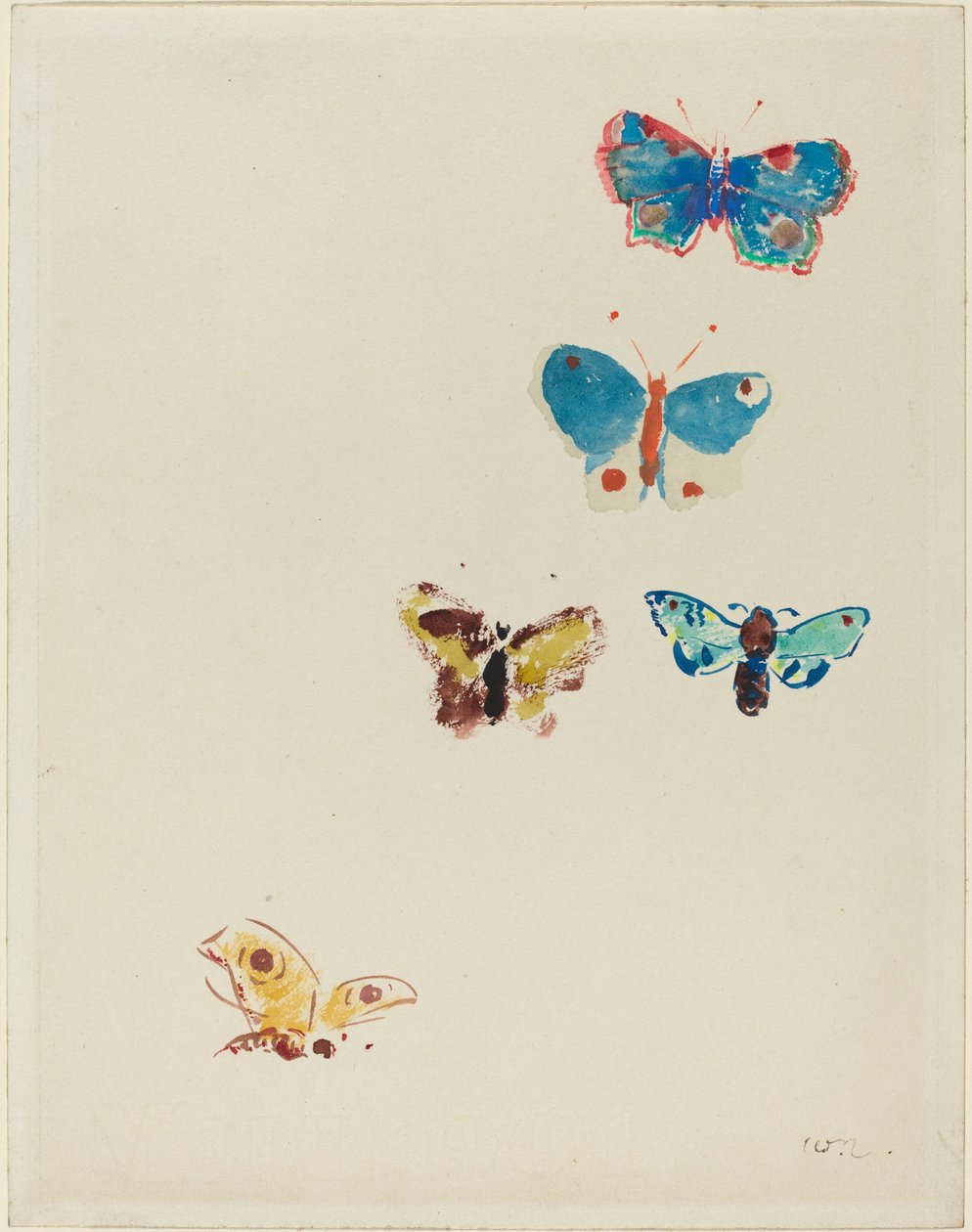 Fem sommerfugle af Odilon Redon