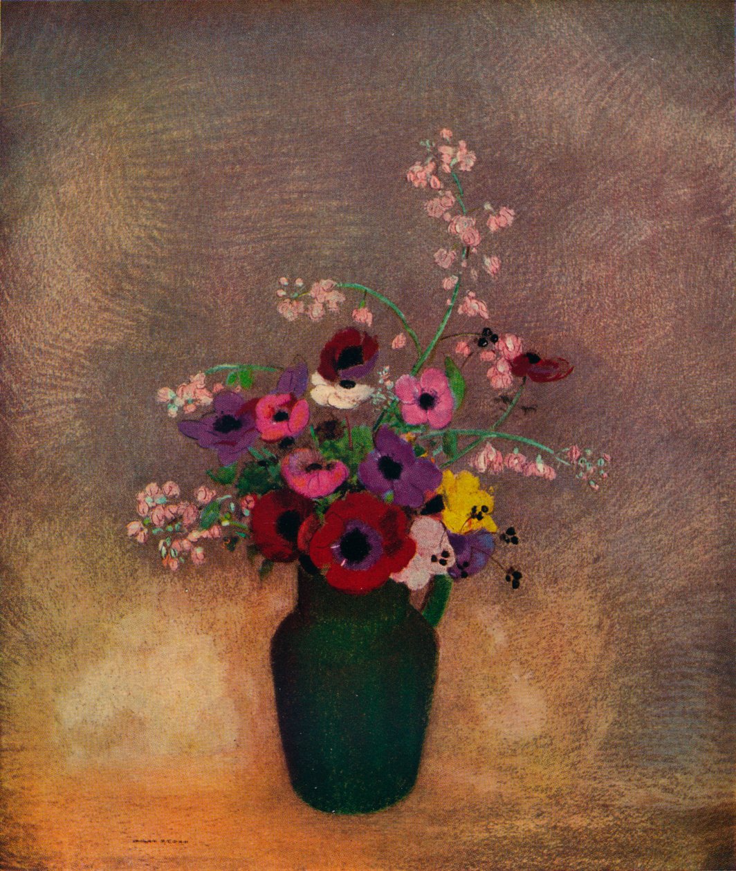 Blomster i en grøn vase, c1910 af Odilon Redon