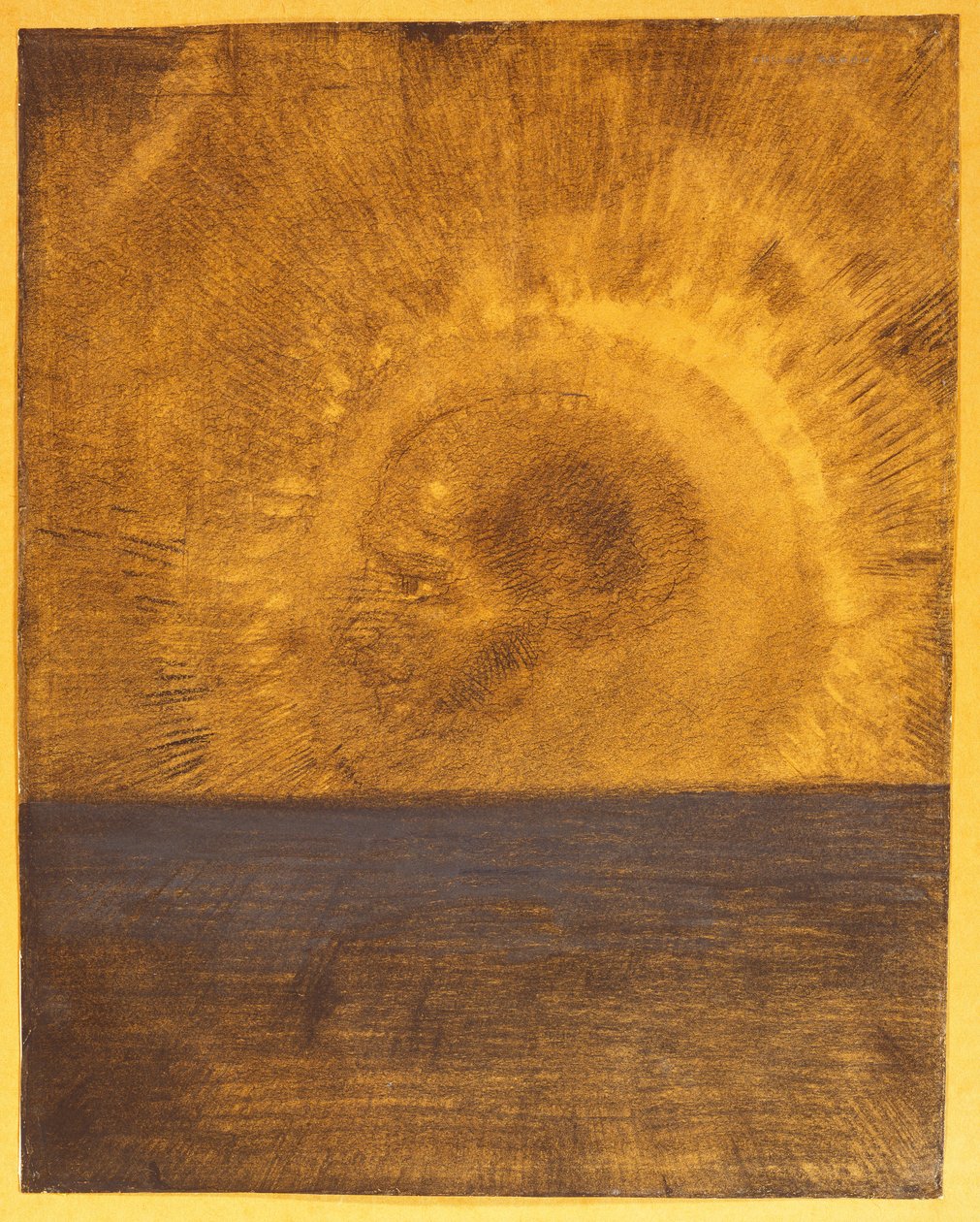 Flydende hoved, ca. 1885 af Odilon Redon