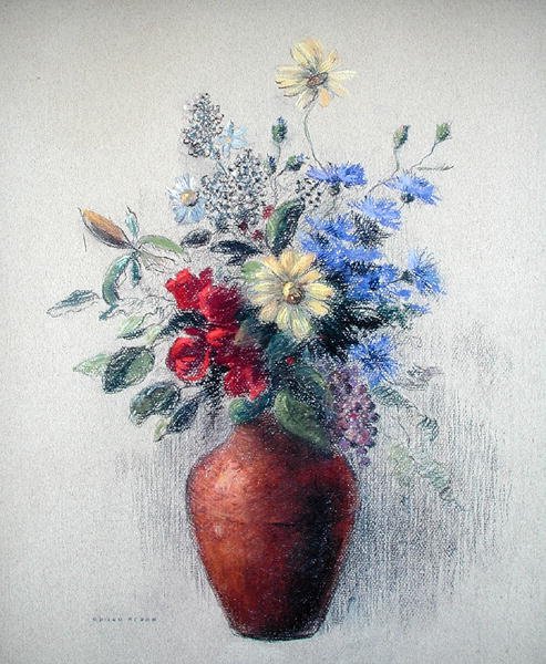 Blomster (pastel på papir) af Odilon Redon