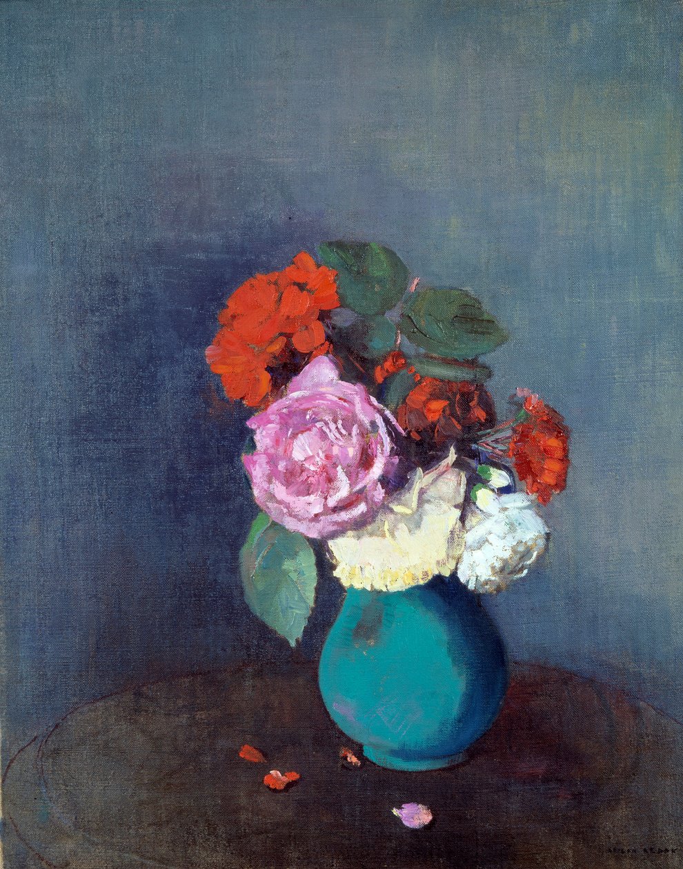 Blomster Buket af nelliker. Maleri af Odilon Redon (1840-1916) 1900 søn. 0,46x0,38 m Lyon, Musee des Beaux Arts - Blomster - Buket nelliker. Maleri af Odilon Redon (1840-1916) af Odilon Redon
