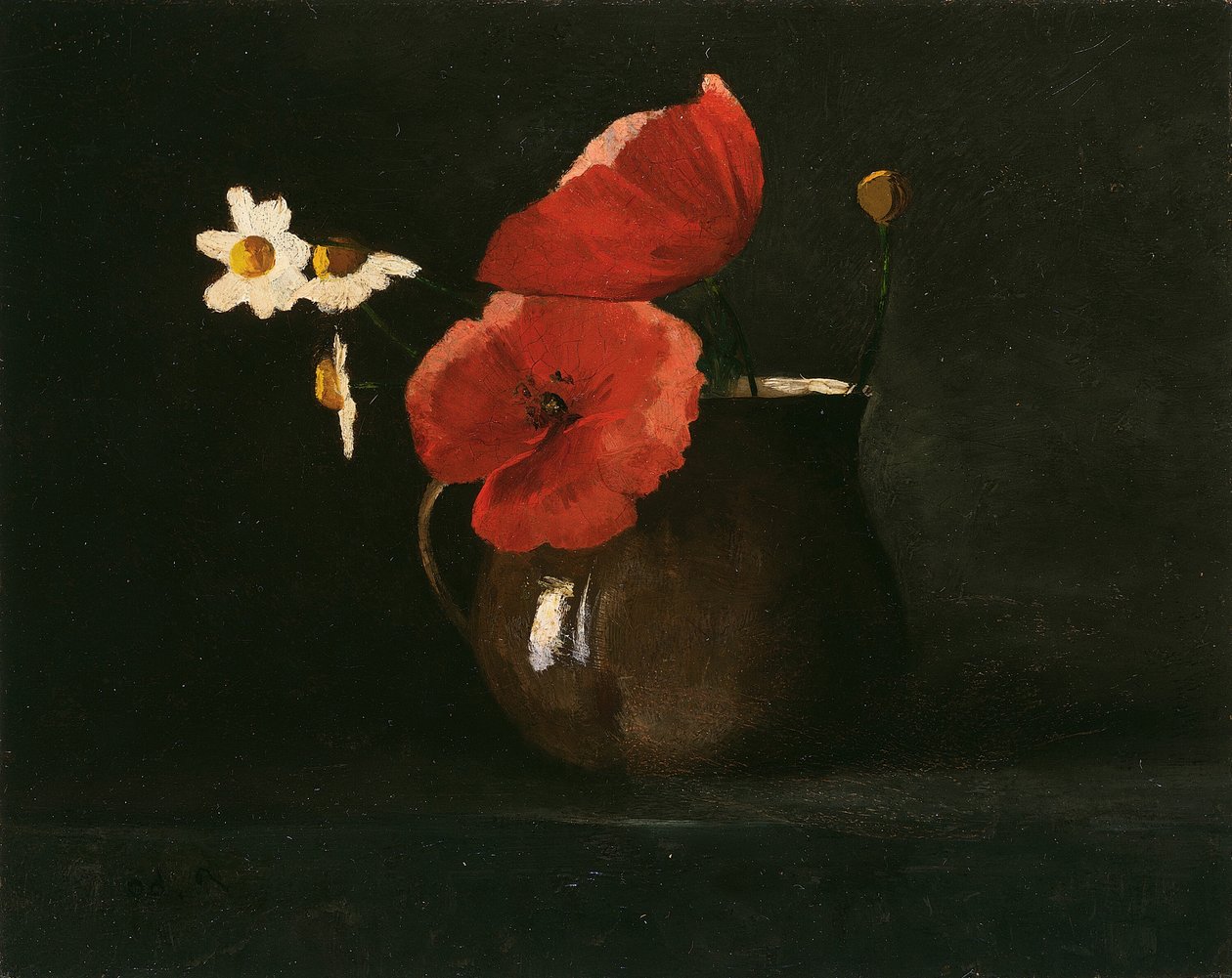 Blomster: Valmuer og tusindfryd, ca. 1867. af Odilon Redon