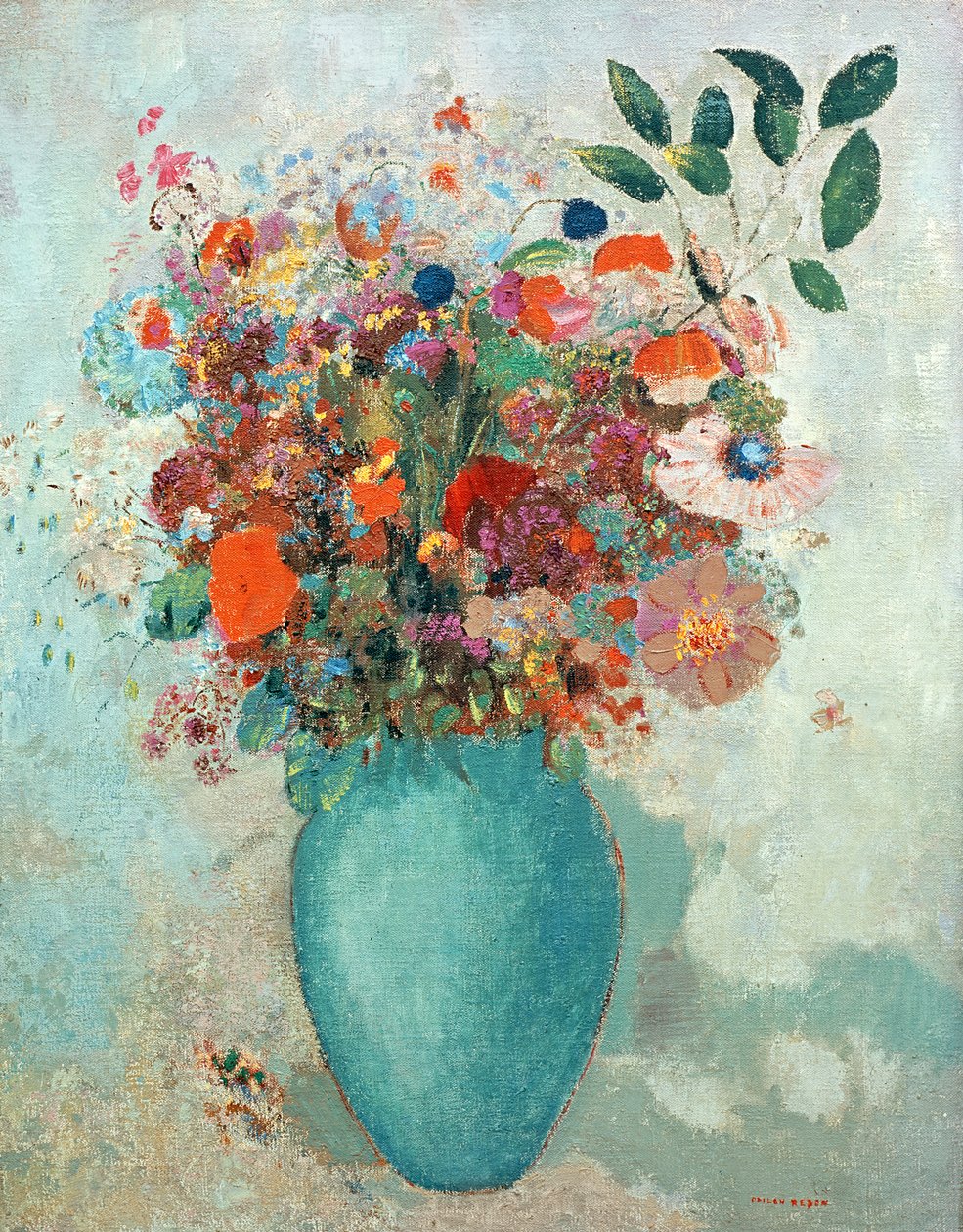 Blomster i en turkis vase, ca. 1912 af Odilon Redon