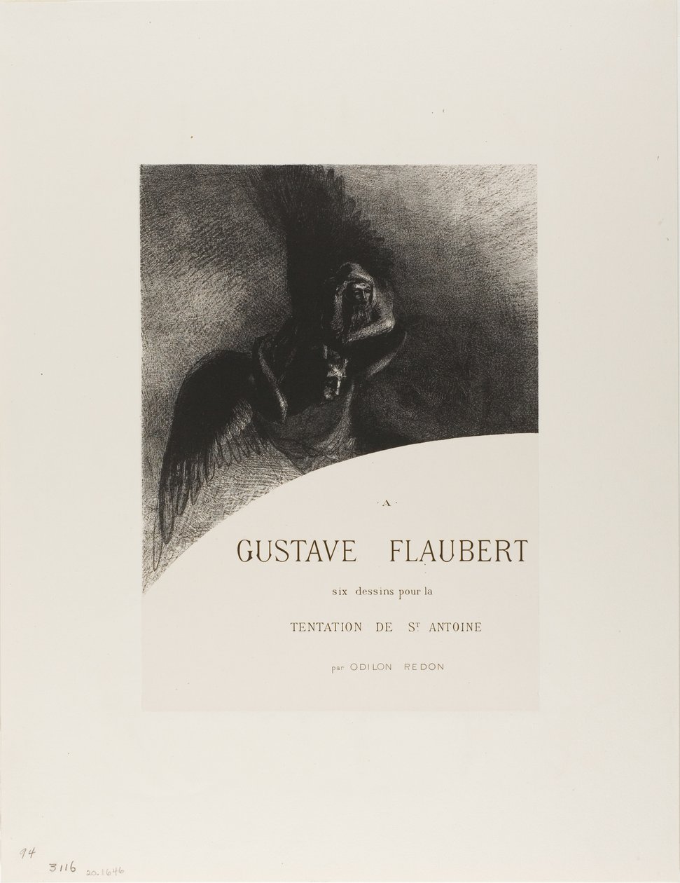 Frontispice til A Gustave Flaubert (Til Gustave Flaubert) af Odilon Redon