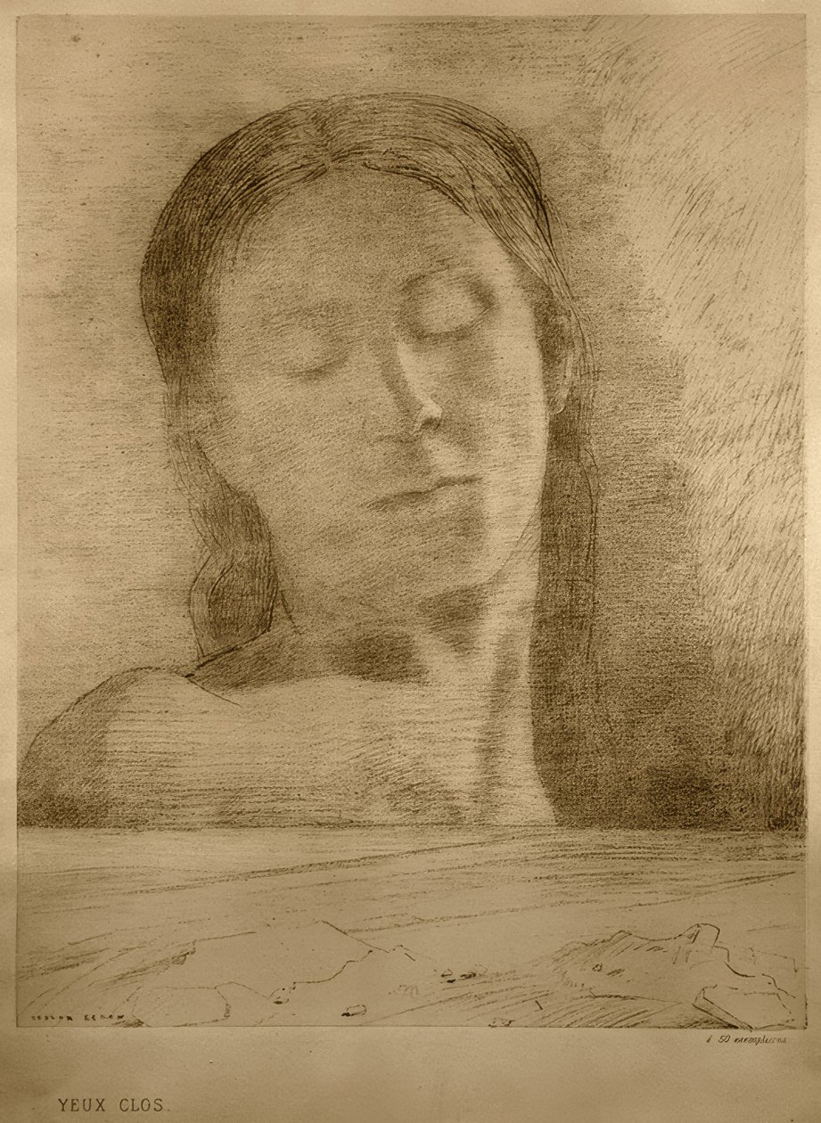 Lukkede øjne af Odilon Redon
