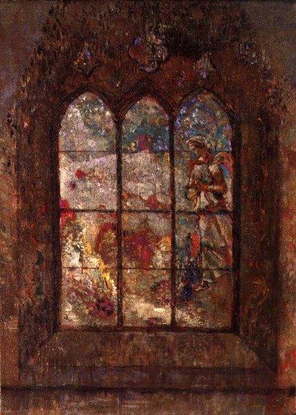 Gothic Apparition (olie på lærred) af Odilon Redon