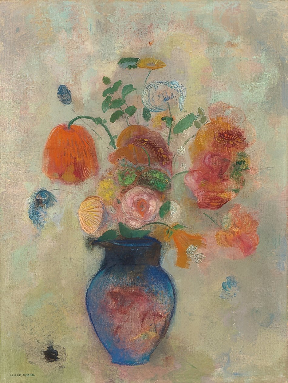 Stor vase med blomster. Omkring 1912 af Odilon Redon