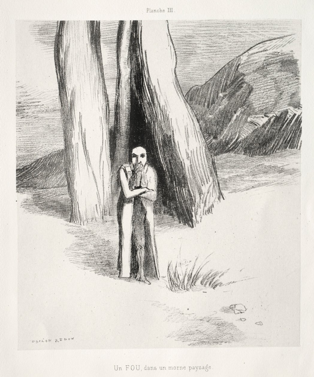 Homage to Goya: A Madman in a Dismal Landscape, 1885. af Odilon Redon