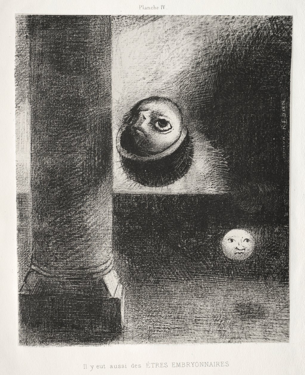 Hyldest til Goya: Der var også embryonale væsener, 1885. af Odilon Redon