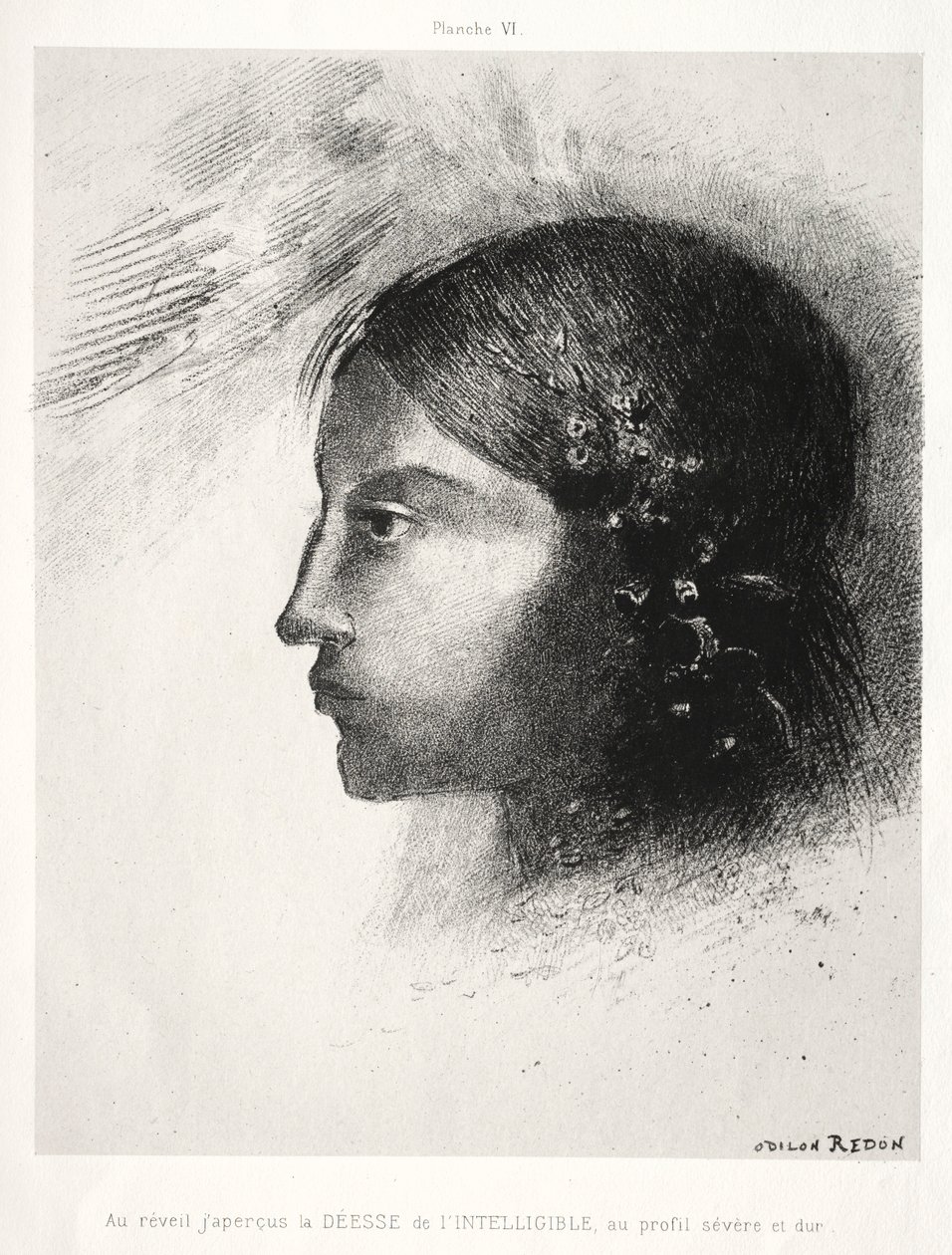 Homage to Goya: Upon Awakening I Saw the Goddess of the Intelligible, 1885. af Odilon Redon