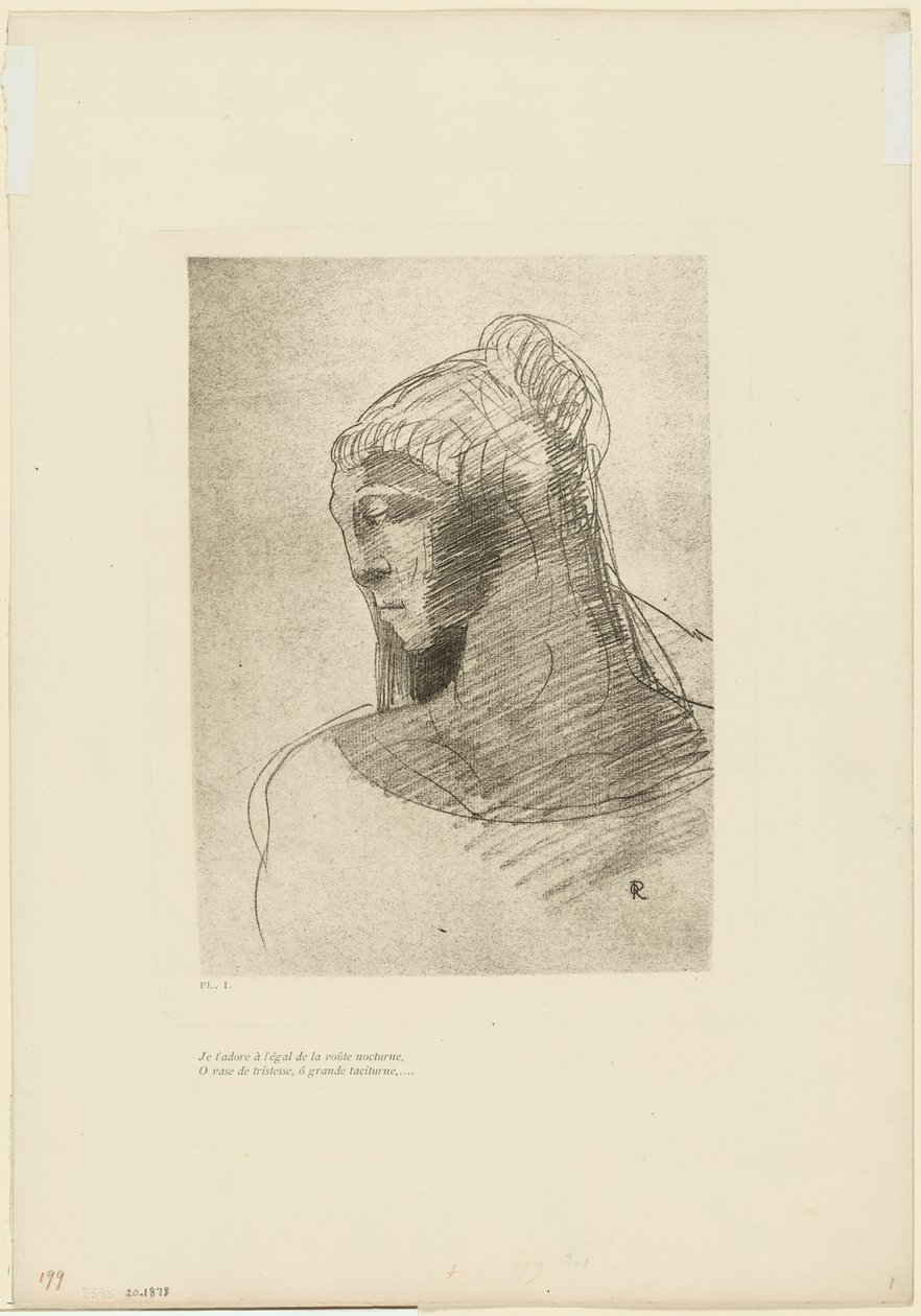 I Adore You as I Adore the Vault of the Night Sky, O Vessel of Sadness, O Tall Silent Woman, plade 2 af 9 af Odilon Redon