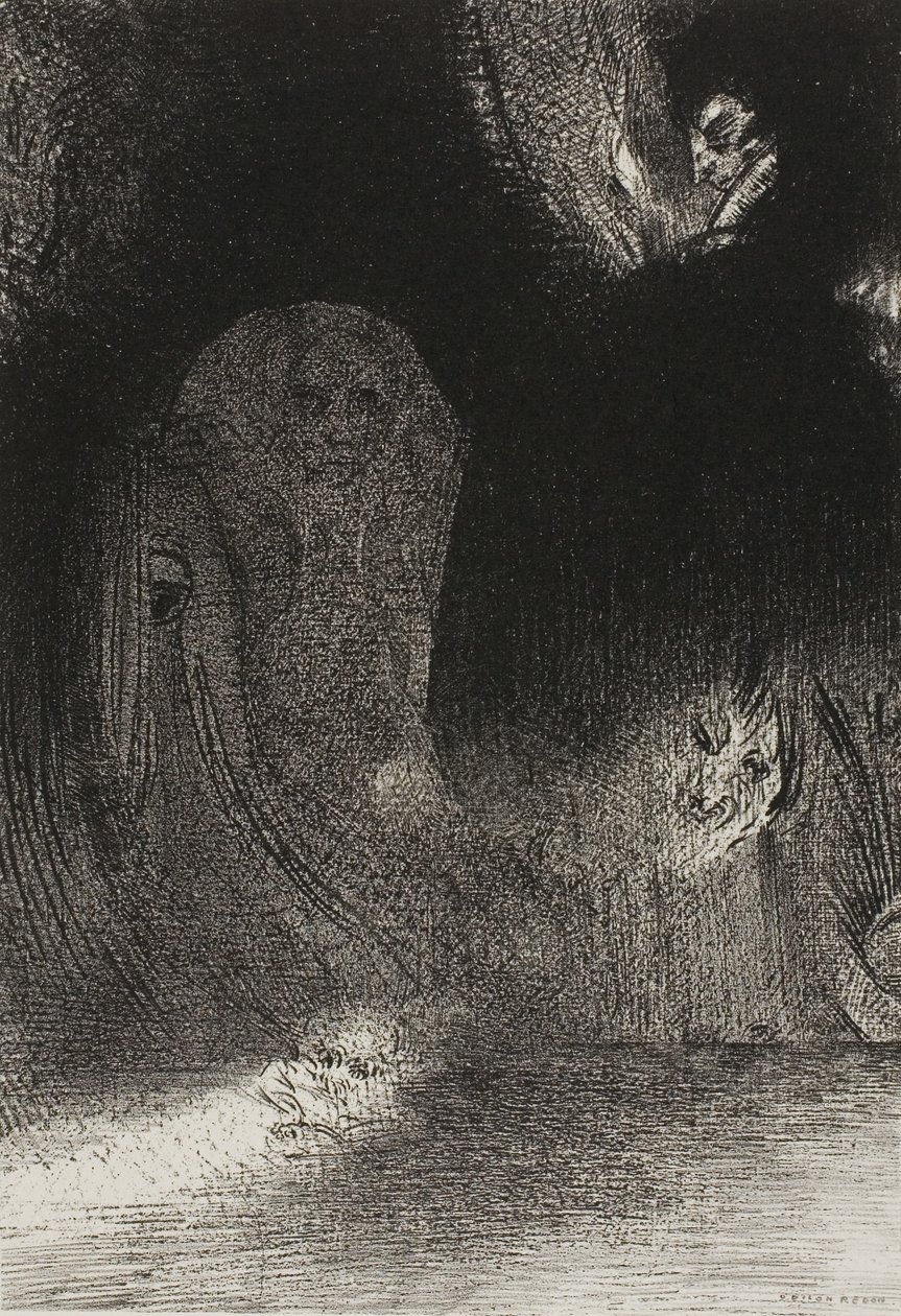 Jeg har nogle gange set på himlen, hvad der syntes at være som former for spiritus, plade 21 af 24 af Odilon Redon
