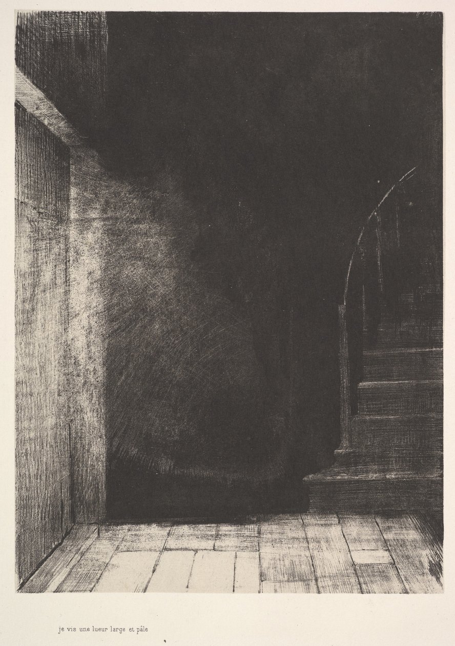 Jeg så et lysglimt, stort og blegt, 1896. af Odilon Redon