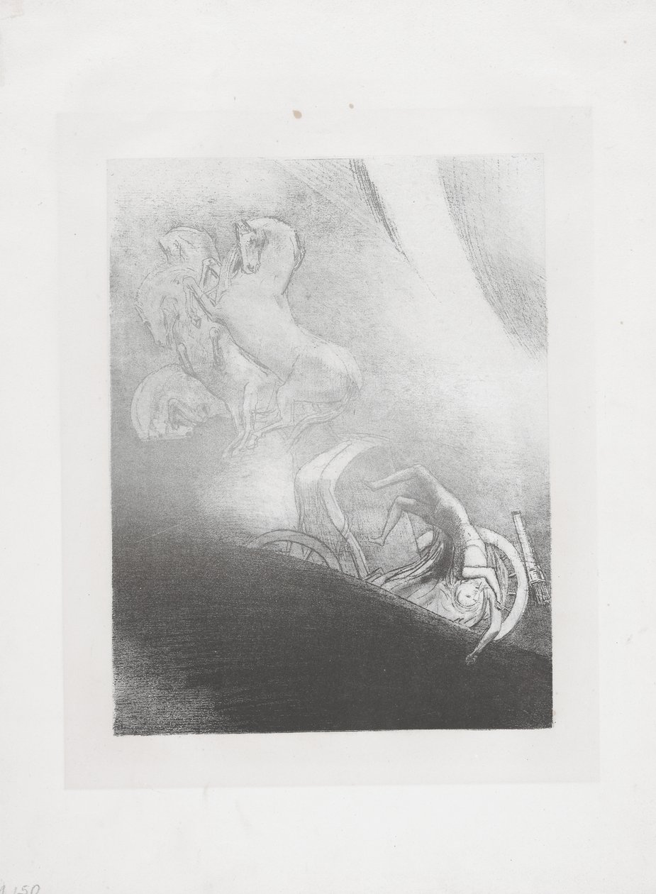 Han falder i afgrunden... af Odilon Redon