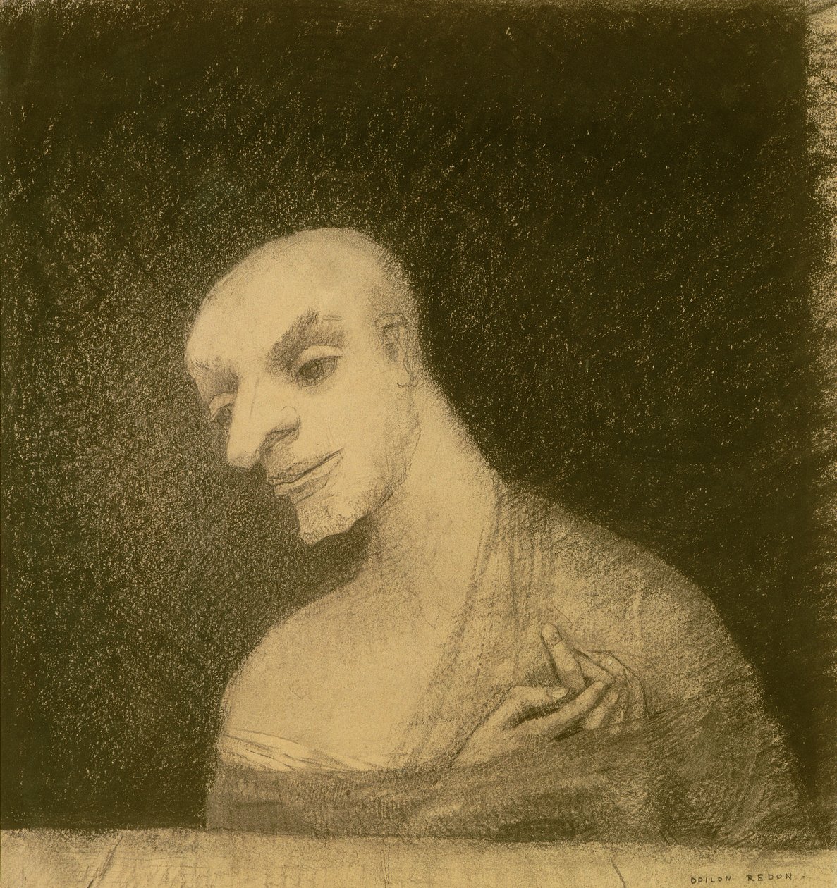 Imaginær figur, ca. 1881 (kridt og trækul på papir) af Odilon Redon