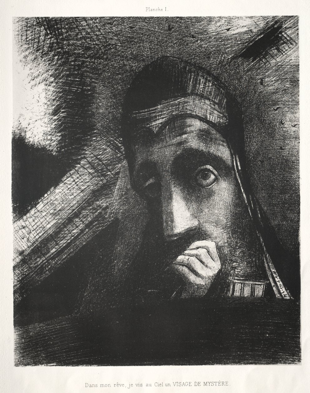 I min drøm så jeg på himlen et ansigt af mystik af Odilon Redon