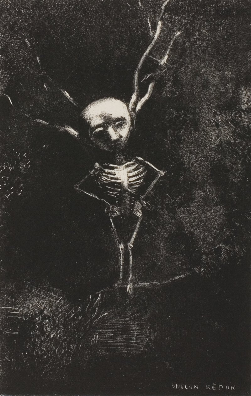 I labyrinten af grene dukkede den blege figur op, plade 2 af 7 af Odilon Redon
