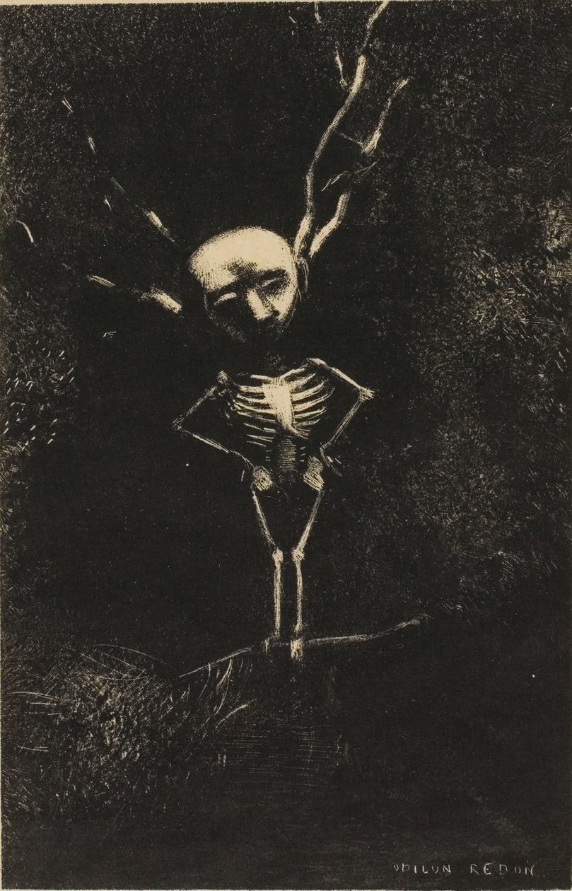 I labyrinten af grene dukkede den blege figur op, plade 2 af 7 af Odilon Redon