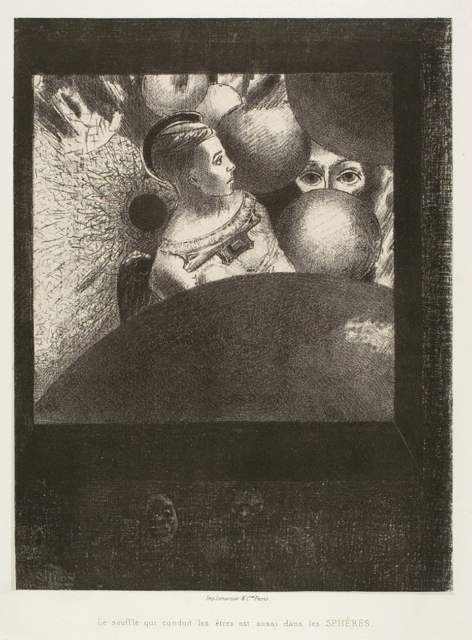 In the Spheres (The Breath Who Leads Living Creatures is also in the Spheres), tallerken fem fra To Edgar Poe af Odilon Redon