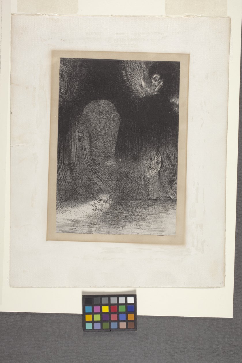 Flere gange så jeg i himlen (litografi på kinesisk applikationspapir) af Odilon Redon