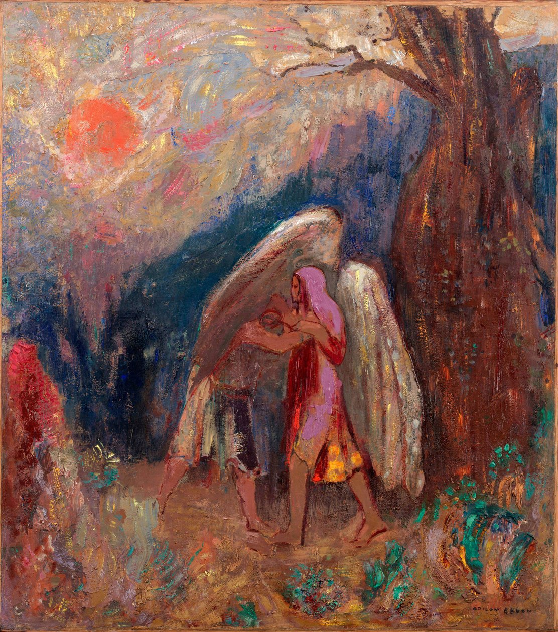 Jakob og englen. Maleri af Odilon Redon (1840-1916), olie på lærred, omkring 1907. Fransk kunst, 20. århundrede, symbolik. Museum of Modern Art, New York (USA). af Odilon Redon