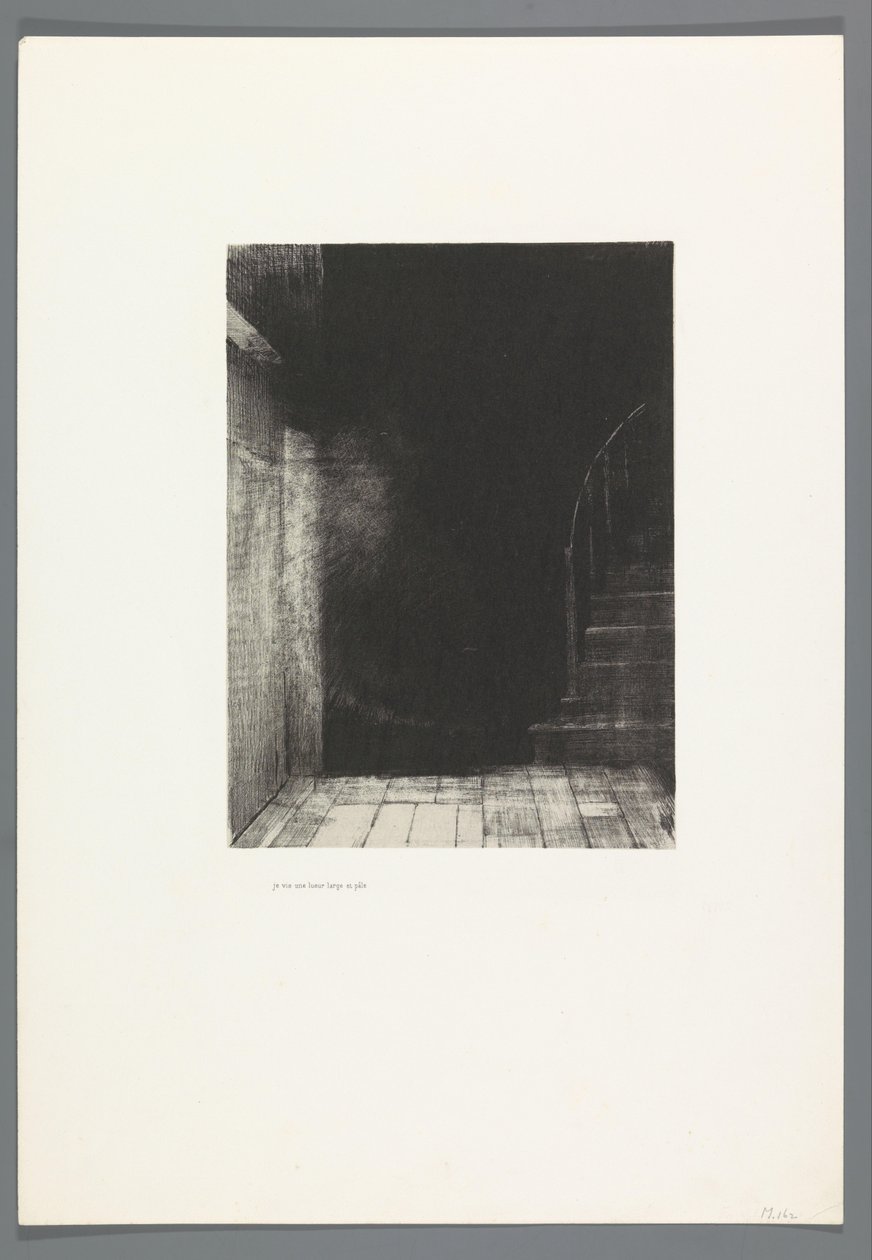 Je vis une lueur large et pâle La Maison Hautée, 6 litografier omslagstitelblad The Haunted House, La Maison Hantée, illustrationer til tekst af Bulwer-Lytton, oversat til fransk af René Philipon, (serietitel) af Odilon Redon
